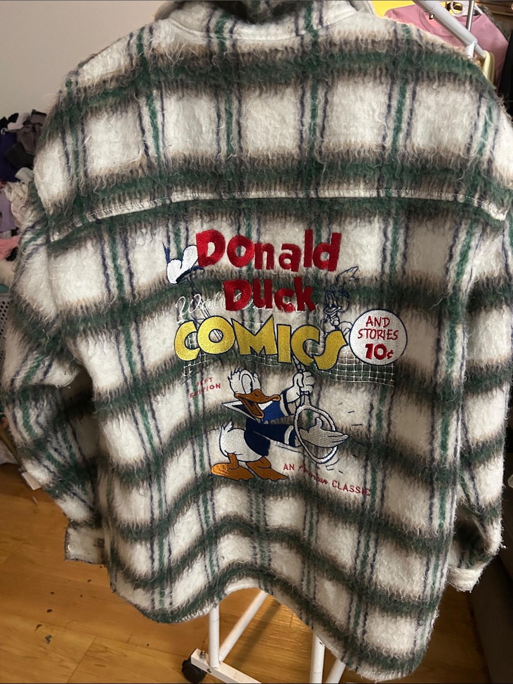 Disney x Forever 21 Plaid Shacket/ jacket with Donald Duck comic mens medium